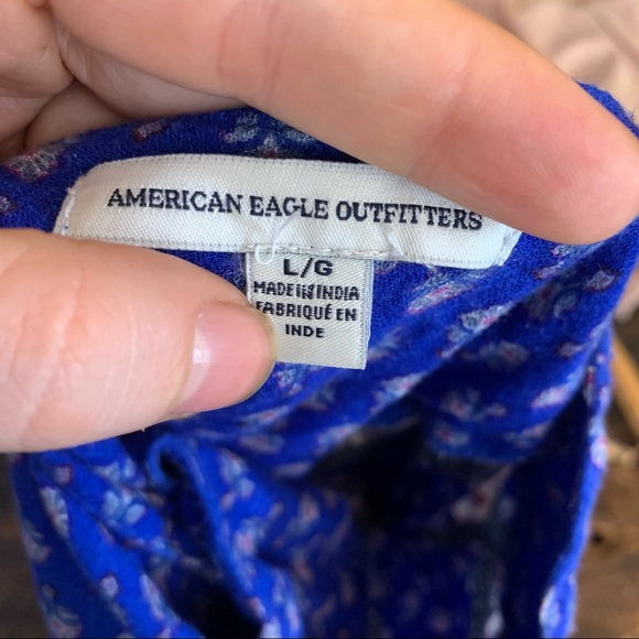 American eagle patchwork flow boho blue red white tunic dress shirt SZ L Viscose - Picture 8 of 9